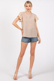 Ces Femme Round Neck Floral Short Sleeve Top | Tops Daverri Fashions