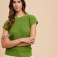 Annie Wear Round Neck Short Sleeve Sweater Moss Sweaters