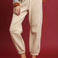 Umgee Fleece Jogger Pants with Drawstring Sand - DAVERRI FASHIONS