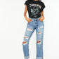 Kancan Mid Rise Distressed Boyfriend Fit Jeans - DAVERRI FASHIONS