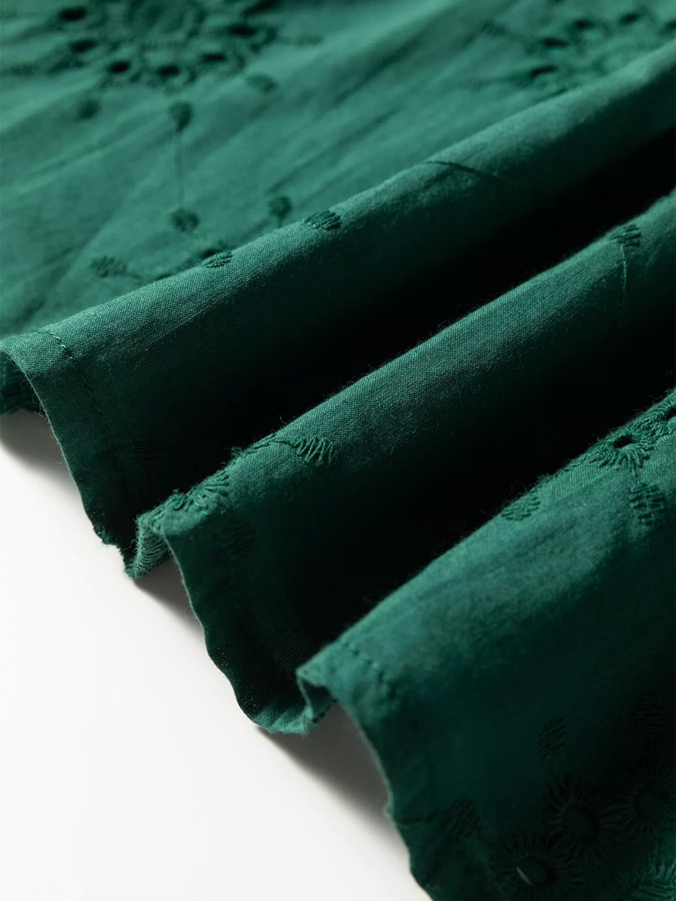 Embroidered Eyelet Pattern 3/4 Puffy Sleeve Swing Mini Dress | Mini Dresses Daverri Fashions