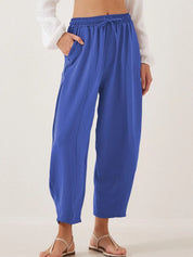 Royal Blue Full Size Drawstring Cropped Jogger Pants Plus Size | Pants Daverri Fashions