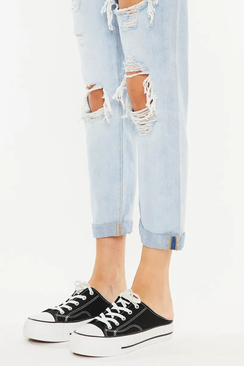 Kancan Open Pack Paperbag Mom Jeans Jeans