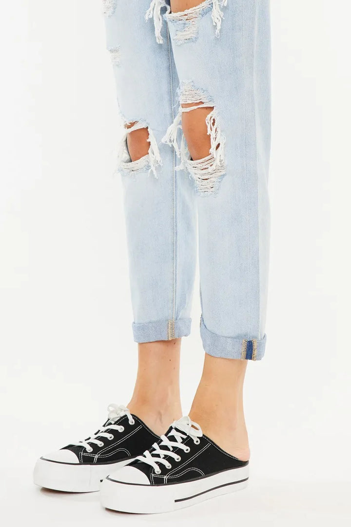 Kancan Open Pack Paperbag Mom Jeans Jeans
