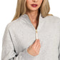 Zenana Fleece Half Zip Sweatshirt Grey - DAVERRI FASHIONS
