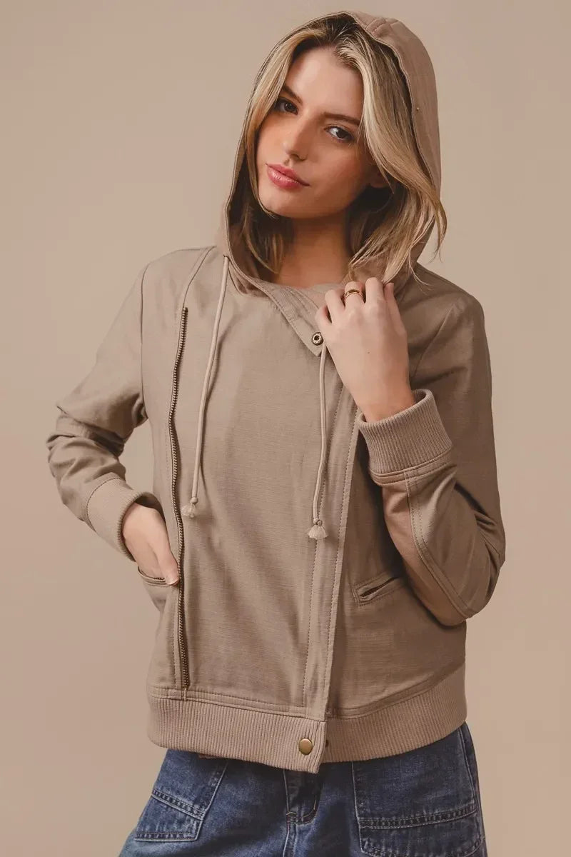 BiBi Textured Woven Rider Jacket - DAVERRI FASHIONS