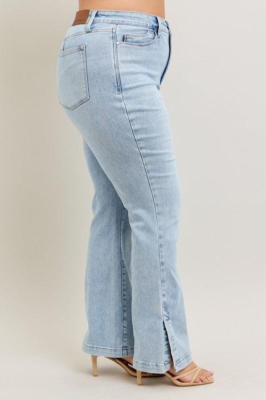 Judy Blue Tummy Control Vintage Wash Side Slit Slim Boot Jeans Jeans