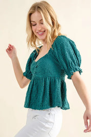 And The Why Lovely Textured and Smocked Top | Tops Daverri Fashions