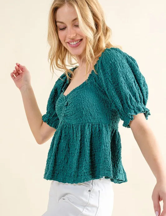 And The Why Lovely Textured and Smocked Top | Tops Daverri Fashions