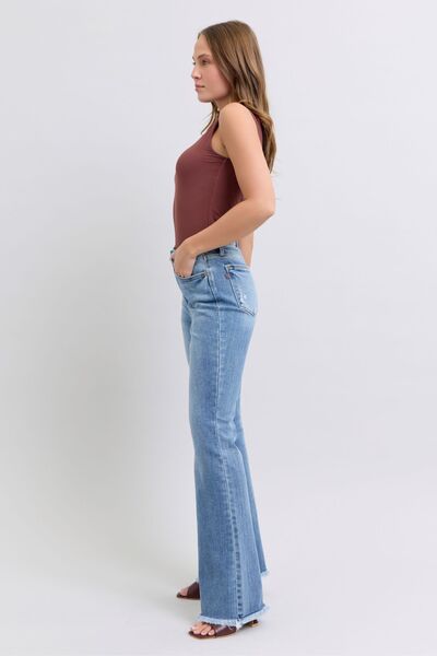 Judy Blue Full Size Raw Hem High Rise Bootcut Jeans Jeans