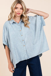 Mittoshop Washed Striped Button Down Shirt