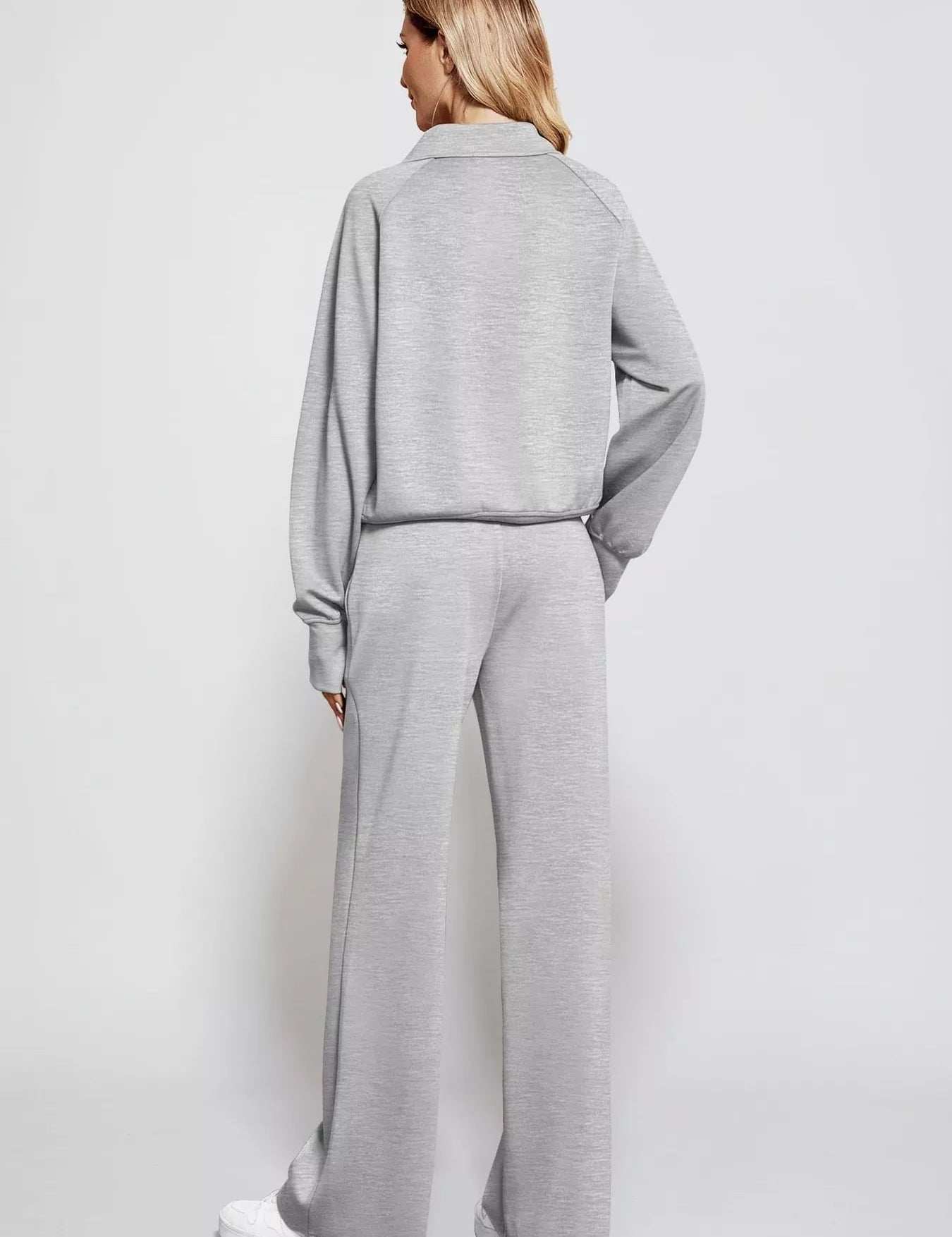 Full Size Half-Zip Sweatshirt and Wide-Leg Pants Set Plus Size | Outfit Sets Daverri Fashions
