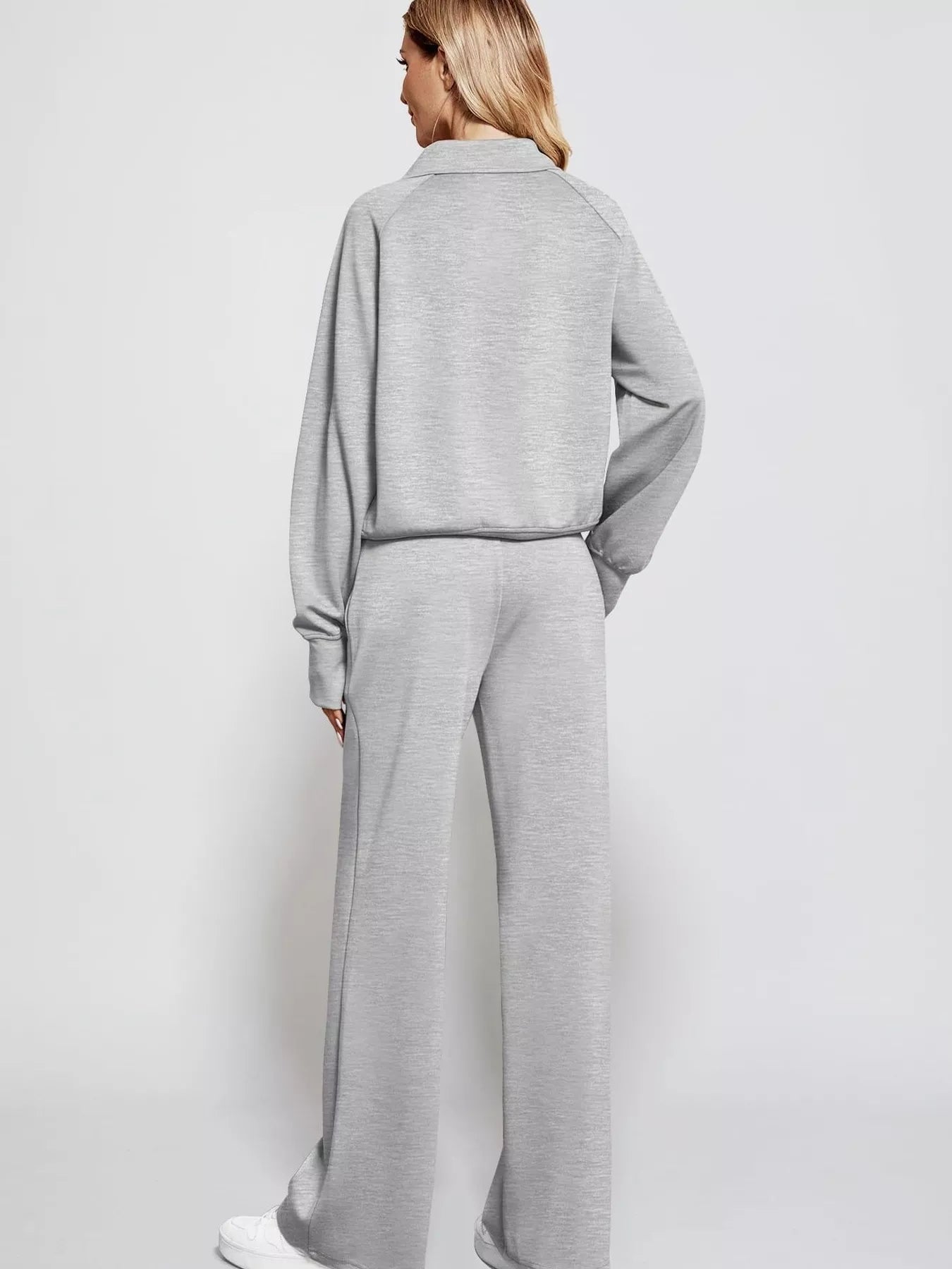 Full Size Half-Zip Sweatshirt and Wide-Leg Pants Set Plus Size | Outfit Sets Daverri Fashions