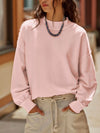 Daverri exposed seam dropped shoulder sweatshirt in soft pink with high neckline and frayed cuffs