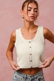 SO ME Chevron Pattern Buttoned Front Lightweight Tank Top | Tank Tops Daverri Fashions