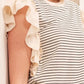 Lime 'N' Chili Striped Contrast Ruffle Detail Sleeveless Top