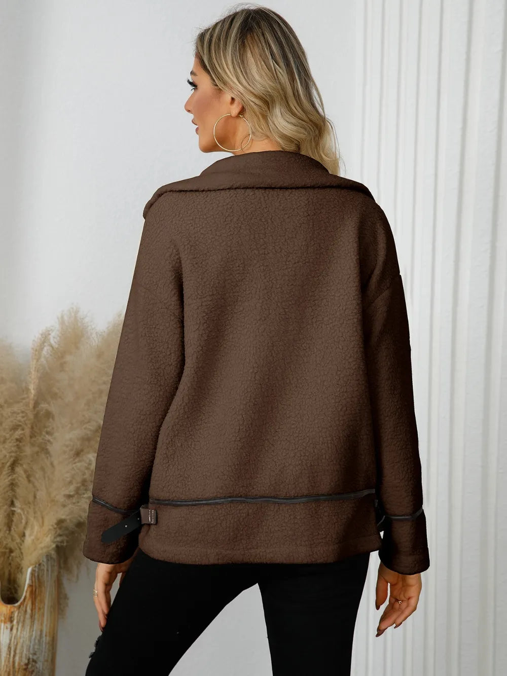 Pocketed Button Down Collared Neck Jacket | Jackets Daverri Fashions