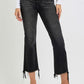 RISEN Full Size Raw Hem Cropped Flare Jeans Plus Size Black