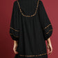 Umgee Full Size Textured Babydoll Dress with Leopard Trim Plus Size
