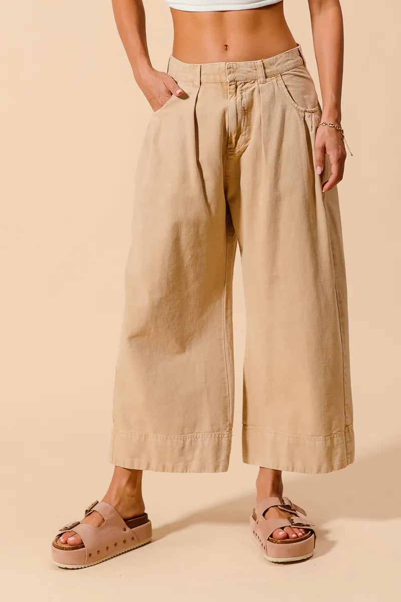 SO ME Mid Rise Wide Leg Chino Pants With Pockets Pants