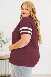 Plus Size Striped V-Neck Tee Shirt | T-Shirts Daverri Fashions