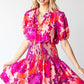 First Love Floral Short Sleeve Smocked Mini Dress Mini Dresses