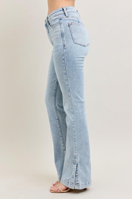 Judy Blue Tummy Control Vintage Wash Side Slit Slim Boot Jeans Jeans