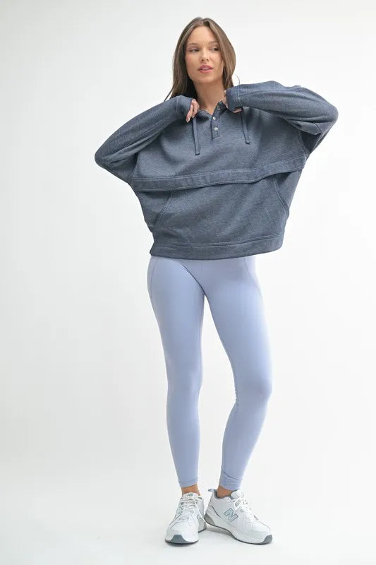 MONO B Drift Burnout Fleece Snap Hoodie