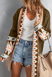 Geometric Open Front Long Sleeve Cardigan | Cardigans Daverri Fashions