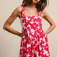 BiBi Floral Prints Tuck Detail Short Overall With Pockets FUCHSIA Overalls