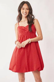 Davi & Dani Textured Sweetheart Neckline Bubble Hem Dress | Mini Dresses Daverri Fashions