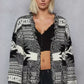 POL Open Front Geometric Print Cardigan with Fringe Detail - DAVERRI FASHIONS