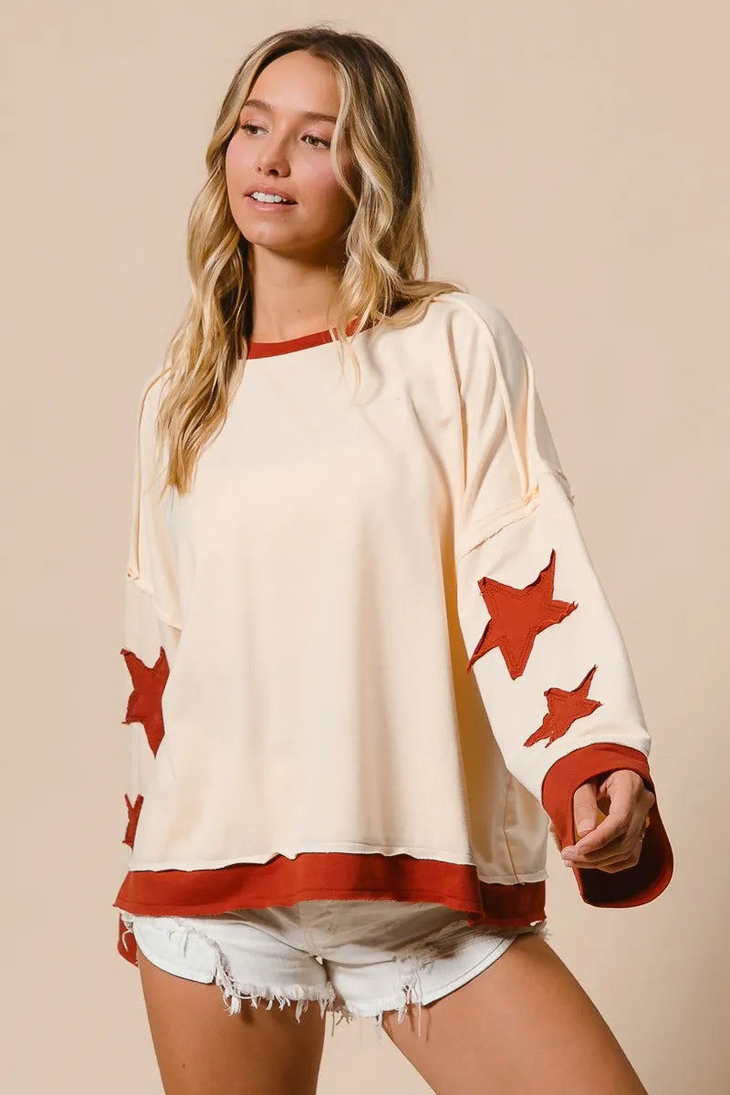 BiBi French Terry Top With Patch Detail Sweatshirt Sweatshirts