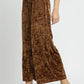 Umgee Velvet Smocked Waistband Wide Leg Pants Pants