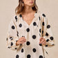BiBi Polka Dot Exaggerated Balloon Sleeves Blouse - DAVERRI FASHIONS