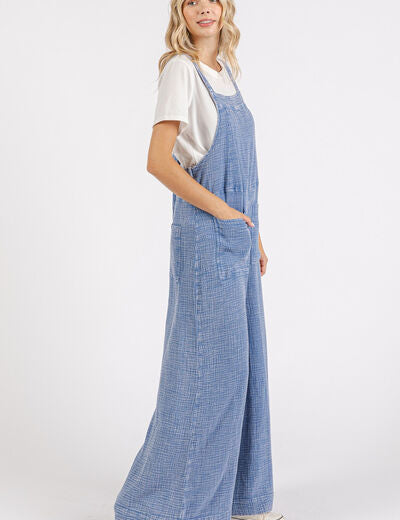 Mittoshop Textured Wide Leg Overalls Overalls