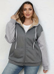 Full Size Sherpa Lined Zip-Up Hoodie