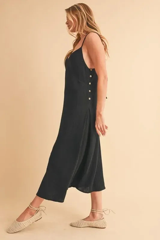 Aemi+Co Side Button Midi Cami Dress - DAVERRI FASHIONS