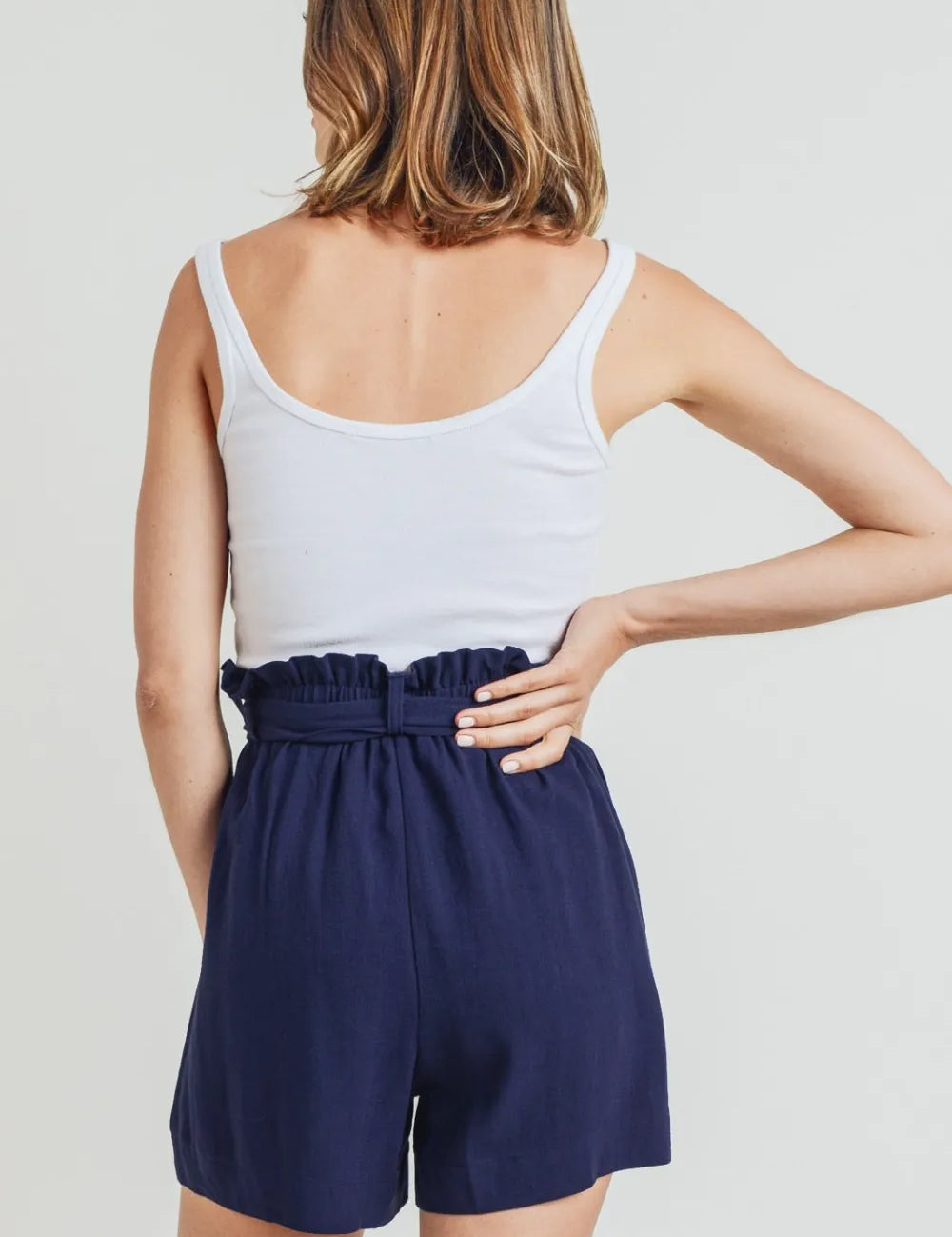 Cotton Bleu by Nu Label Buckle Belt Cotton Linen Shorts | Shorts Daverri Fashions