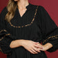 Umgee Full Size Textured Babydoll Dress with Leopard Trim Plus Size