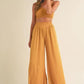 MABLE Smocked Bralette Crop Top and Wide Leg Pants Set Outfit Sets