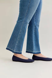 Judy Blue Full Size Mid Rise Slim Bootcut Tummy Control Release Hem Jeans Plus Size | Jeans Daverri Fashions