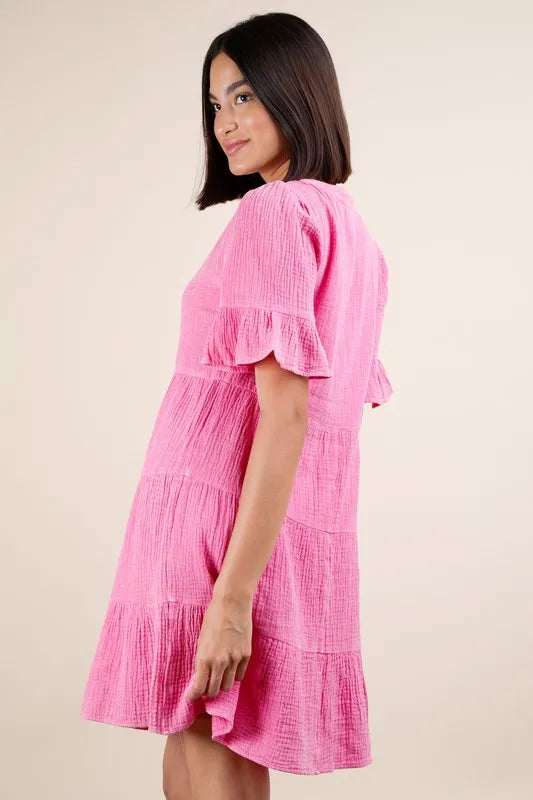 VERY J Plus Size Mineral Washed Woven Mini Dress Mini Dresses