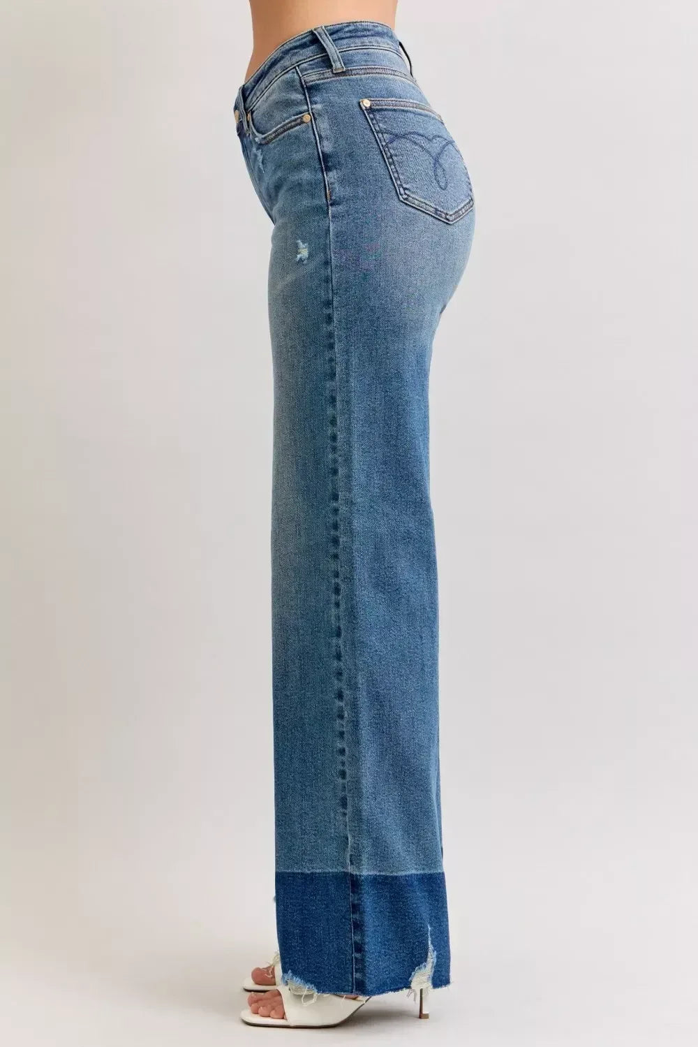 Judy Blue Raw Hem High Waist Column Straight Jeans - DAVERRI FASHIONS