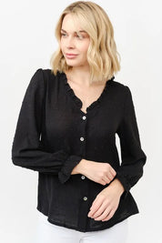 And The Why Polka Dot Ruffle Detailed Blouse Top | Daverri Fashions