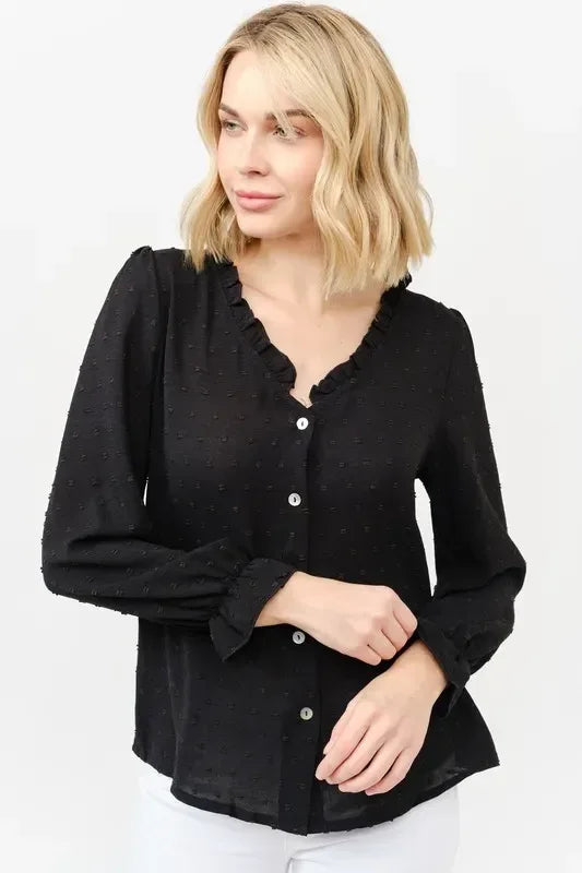 And The Why Polka Dot Ruffle Detailed Blouse Top - DAVERRI FASHIONS