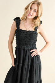 And The Why Smocked Ruffled Tiered Dress | Daverri Fashions