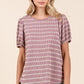 Mittoshop Contrast Striped Short Puff Sleeve Knit Top Tops