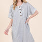 BOMBOM Casual Contrast Trim Henley Dress