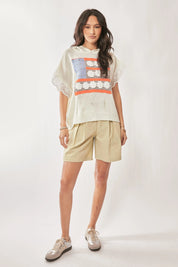 Davi & Dani American Flag Loose Fit Lace Sleeve Hoodie Top | Tops Daverri Fashions